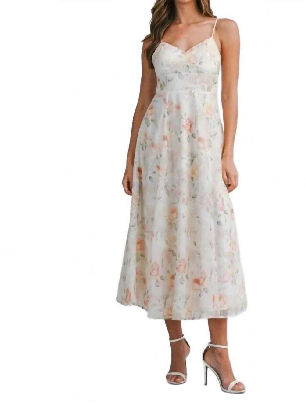 NEW MABLE spaghetti adjustable strap midi dress in floral print